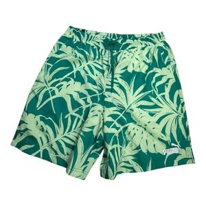 Puma Tropical Palm Leaf Swim Trunks Shorts Men's XL Green‎